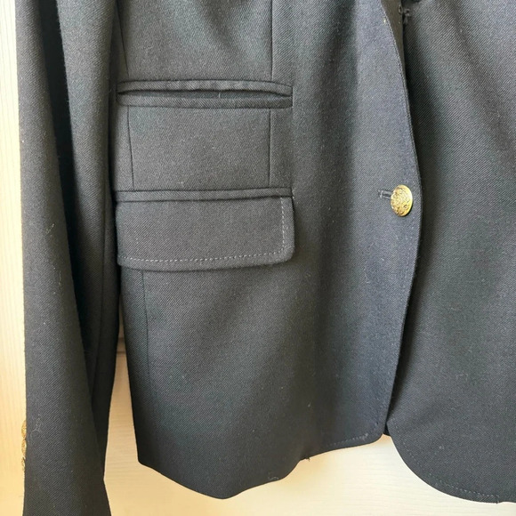 J. Crew Women’s Schoolboy Wool Coat Blazer Two Front Button Black size 8T Flawed - Picture 7 of 13